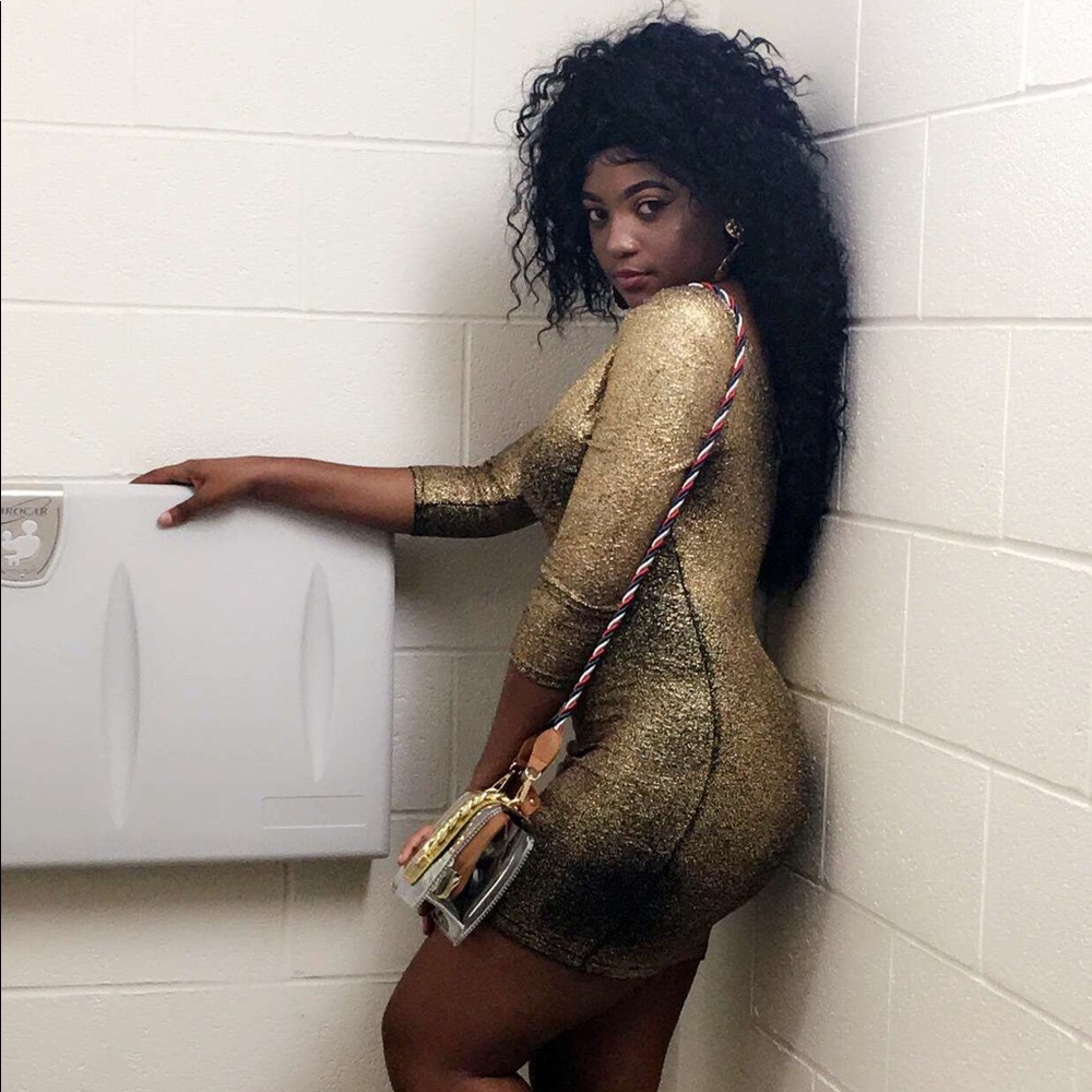 Gold and black mini dress